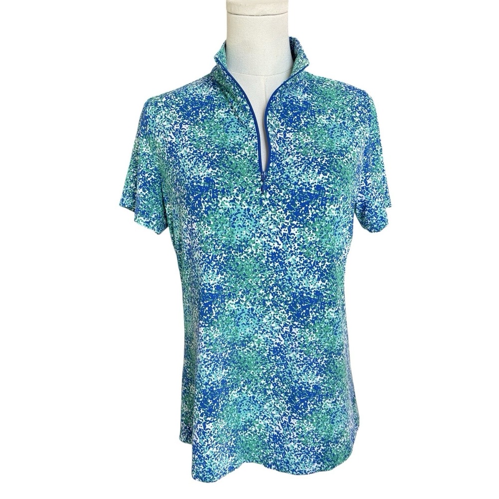 Ibkul Sz‎ M Shirt 1/4 Zip Pullover Short Sleeve Performance UPF 50